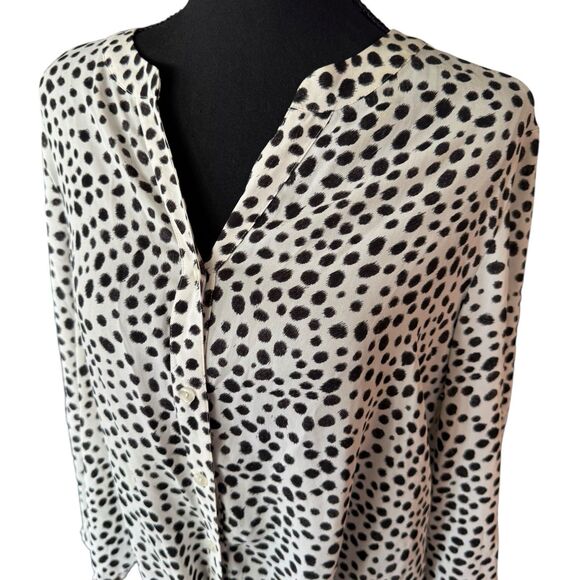 Chico's Soft Dotted Polkadot Black And White Front Tie Size 2 Xl - Picture 3 of 8